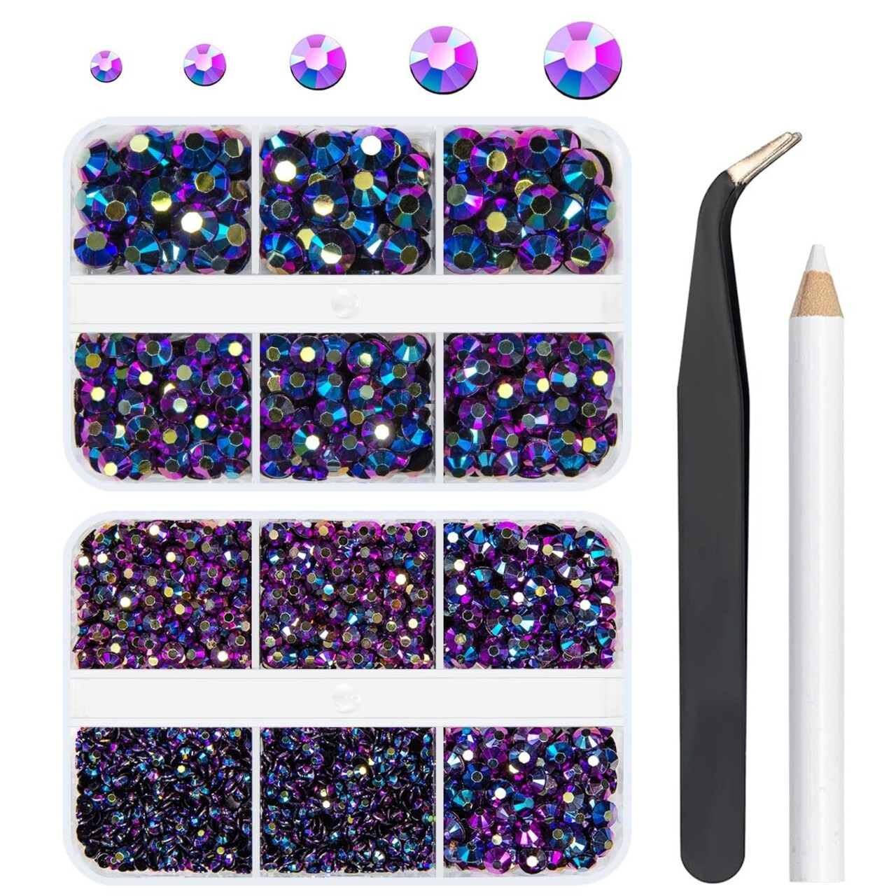 qiipii Purple Rose AB Resin Flatback Rhinestones 2mm 3mm 4mm 5mm 6mm Flatback Black AB Jelly Stones Gems Crystals Diamonds for Face Eyes Makeup Tumblers Bottles DIY Crafts Clothes Shoes Phones Bookes